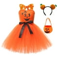 thumbnail image 1 of IBTOM CASTLE Kids Girls Halloween Pumpkin Tutu Dresses with Headband Bag Cosplay Princess Fancy Dress up Outfits 8-9 Years Orange, 1 of 8
