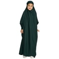 thumbnail image 1 of IBTOM CASTLE Kids Girls Long Sleeve Full Cover Hijab Kaftan Dubai Islamic Prayer Dress Abaya Muslim Hooded Robe Ramadan Clothing 11-12 Years Blackish Green, 1 of 8