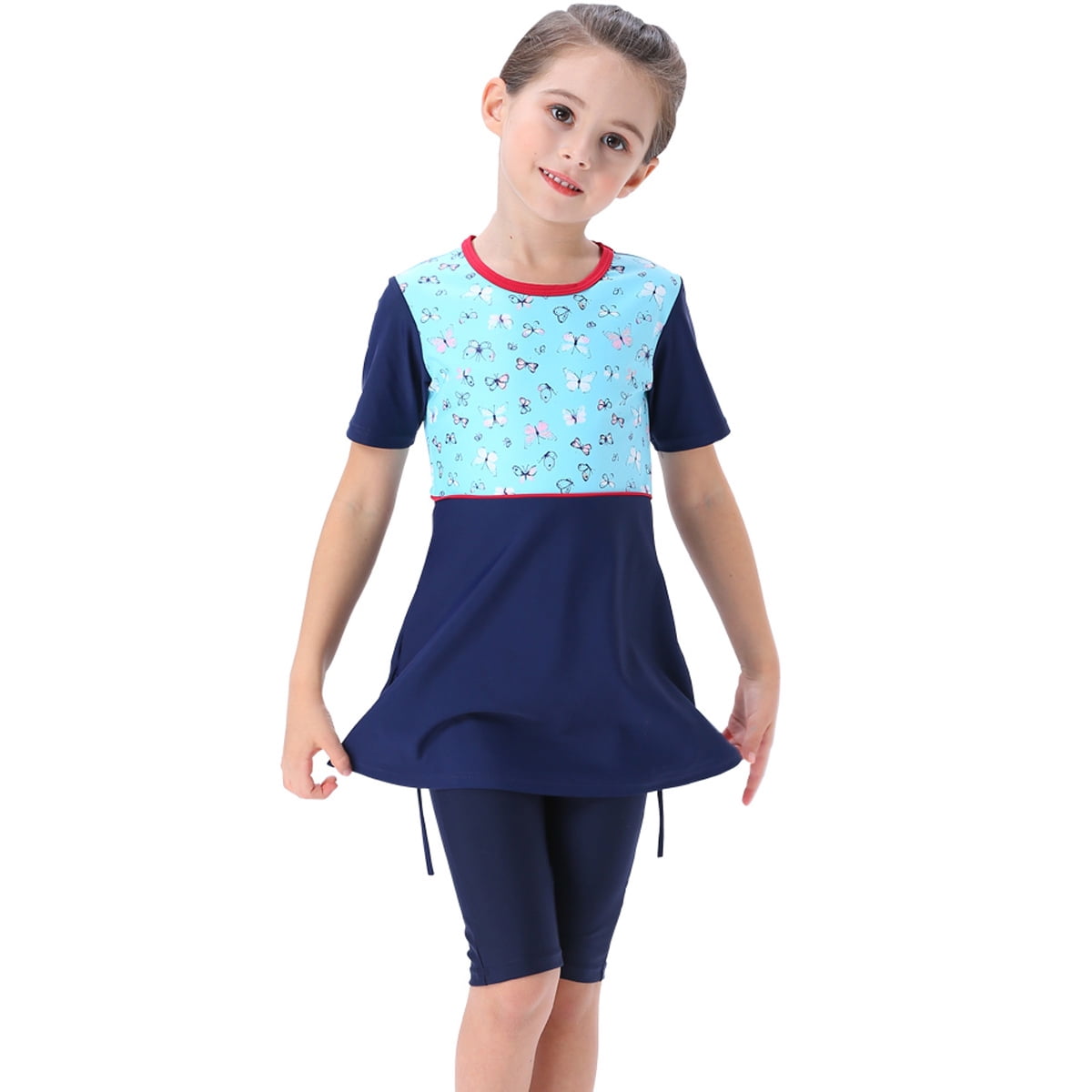 IBTOM CASTLE Kids Girls Modest Swimwear Swimsuit Long Sleeves