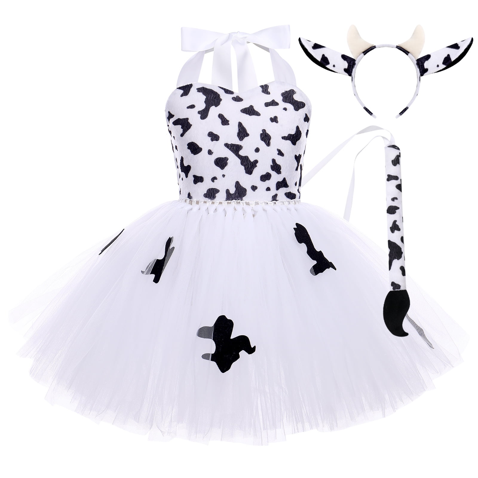 IBTOM CASTLE Kids Girls Princess Jungle Animal Costume Giraffe Cows Tutu Birthday Halloween