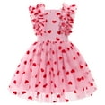 thumbnail image 1 of IBTOM CASTLE Kids Girls Sequins Romper Tutu Dress Butterfly Daisy Polka Dots Embroidery Princess Tulle Wedding Pageant Evening Gown Flutter Sleeves Birthday Party Dresses 4-5 Years Pink Heart, 1 of 8