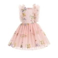 thumbnail image 1 of IBTOM CASTLE Kids Girls Birthday Party Dress Sequins Butterfly Daisy Polka Dots Embroidery Princess Tulle Wedding Pageant Evening Gown 3-4 Years Pink Floral, 1 of 8