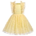 thumbnail image 1 of IBTOM CASTLE Kids Girls Birthday Party Dress Sequins Butterfly Daisy Polka Dots Embroidery Princess Tulle Wedding Pageant Evening Gown 9-10 Years Yellow Daisy, 1 of 9