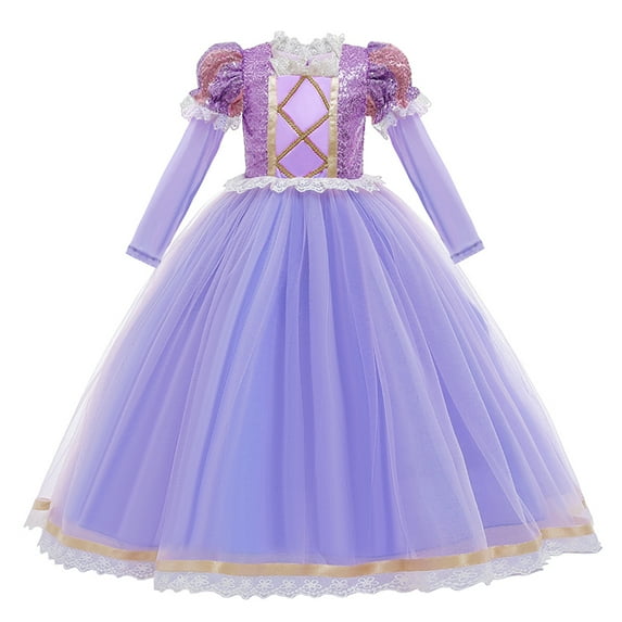 IBTOM CASTLE Kids Girls Princess Long Maxi Puffy Dress Halloween Christmas Cosplay Fancy Dress up Birthday Party Carnival Evening Pageant Prom Ball Gown