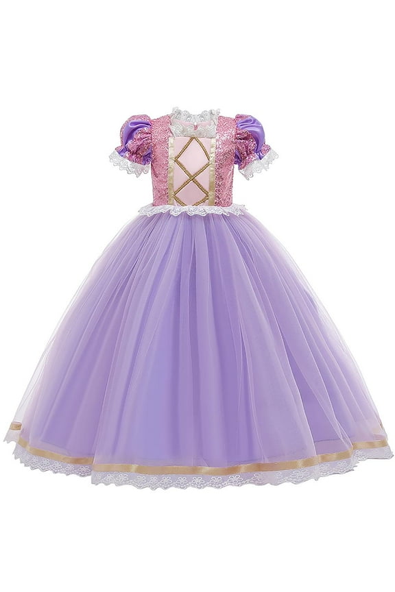 Kids Girls Princess Long Maxi Puffy Dress Halloween Christmas Cosplay Fancy Dress up Birthday Party Carnival Evening Pageant Prom Ball Gown