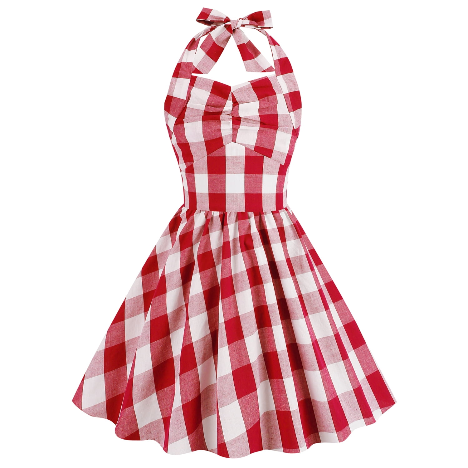 IBTOM CASTLE Kids Girls Vintage 1950s Pink Gingham Dress Halter Neck