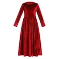 thumbnail image 1 of IBTOM CASTLE Kids Little Girls Maxi Velvet Dress with Pockets Long Sleeve Casual Pageant Party Evening Gown 7-8 Years Red, 1 of 8