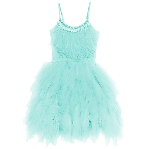 IBTOM CASTLE Kids Toddler Girls Princess Ballerina Dress Pageant Birthday Party Prom Wedding Formal Short Gown 3-4 Years Green