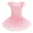 thumbnail image 1 of IBTOM CASTLE Kids Toddler Girls Flower Ruffle Fly Sleeve Ballet Leotard with Dance Tutu Skirt Ballerina Dress Dancewear Gymnastics Outfits 5-6 Years Pink, 1 of 8