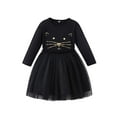 thumbnail image 1 of IBTOM CASTLE Kids Toddler Girls Long Sleeve Fall Dress Rainbow Unicorns Tutu Dress Princess Birthday Christmas Casual Dresses 7-8 Years Black Cat, 1 of 7