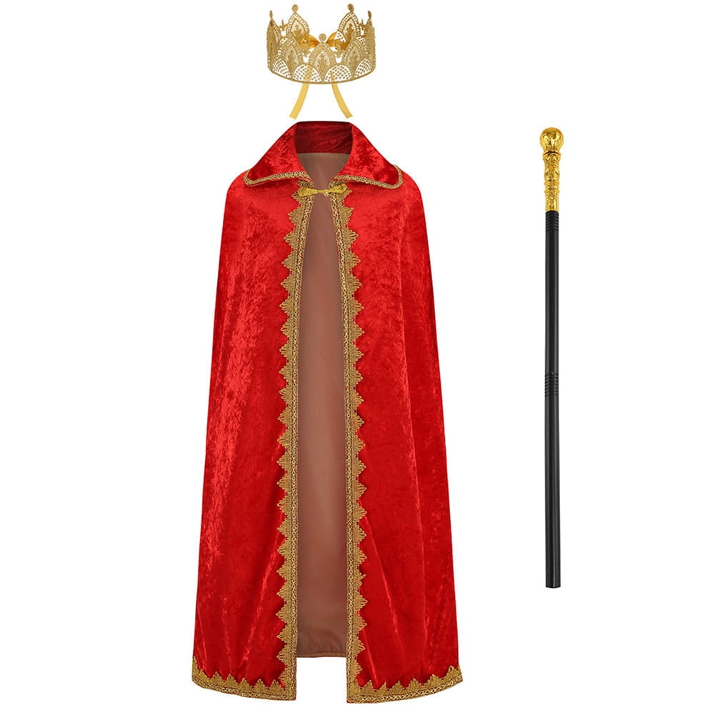 IBTOM CASTLE King Costume for Kids Adult King Robe Crown Scepter Set
