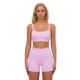 thumbnail image 1 of IBTOM CASTLE Layered Workout Sets for Women 2 Piece Polka Dot Sports Bra High Waist Shorts Gym Active Yoga Pilates Outfits S Pink, 1 of 5