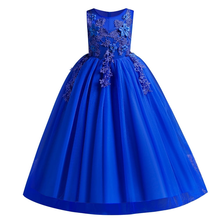 Ibtom Castle Flower Tulle Princess Gown, Royal Blue, Formal