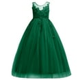 thumbnail image 1 of IBTOM CASTLE Little Big Girls Flower Tulle Dress Princess Pageant Wedding Birthday Party Formal Long Dance Evening Maxi Gown 8-9 Years Green, 1 of 8