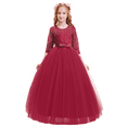thumbnail image 1 of IBTOM CASTLE Little Big Girls Flower Vintage Floral Lace 3/4 Sleeves Floor Length Dress Wedding Party Evening Formal Pageant Dance Gown 7-8 Years Wine Red, 1 of 8