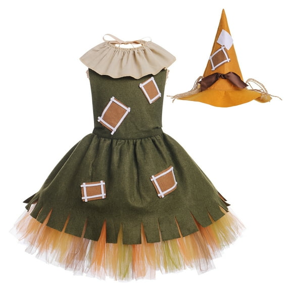 IBTOM CASTLE Little Big Girls Halloween Dress up Costume Princess Birthday Party Tutu Dress with Headwear Accessories for Child Photo Shoot 2 Years Dark Green