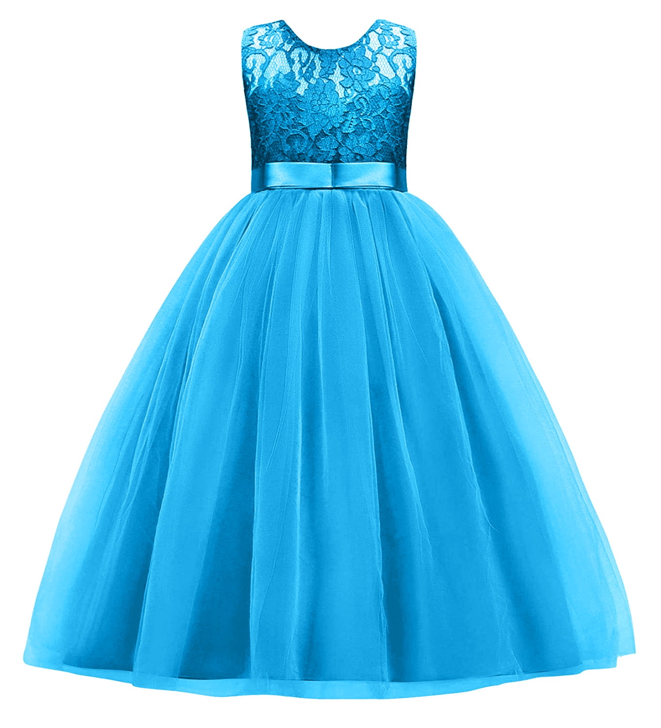 bridesmaid dresses for 8 year olds Ibtom Castle Big Girls Vintage Lace Junior Bridesmaid Dress Dance Ball Pageant Maxi Gown Floor Long for Party Wedding 7-8 Years Blue, Girl's