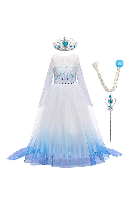 Little Girls Princess Dress Halloween Christmas Cosplay Fancy Dress up Long Evening Party Gown 11-12 Years Blue
