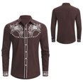 thumbnail image 1 of IBTOM CASTLE Men's Embroidered Western Shirt Long Sleeve Cowboy Shirt Country Concerts, Rodeos,Ranch Wear And Casual Cowboy Style,For Festivals,Travel Brown, 1 of 7