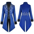 thumbnail image 1 of IBTOM CASTLE Men's Steampunk Vintage Tailcoat Jacket Gothic Medieval Victorian Frock Button Down Swallow Coat Uniform 2XL Blue Floral, 1 of 4