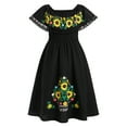 thumbnail image 1 of IBTOM CASTLE Mexican Dress for Girls Traditional Off-Shoulder Floral Embroidery Cinco de Mayo Fiesta Party Folklorico Dress 2-3 Years Black, 1 of 8