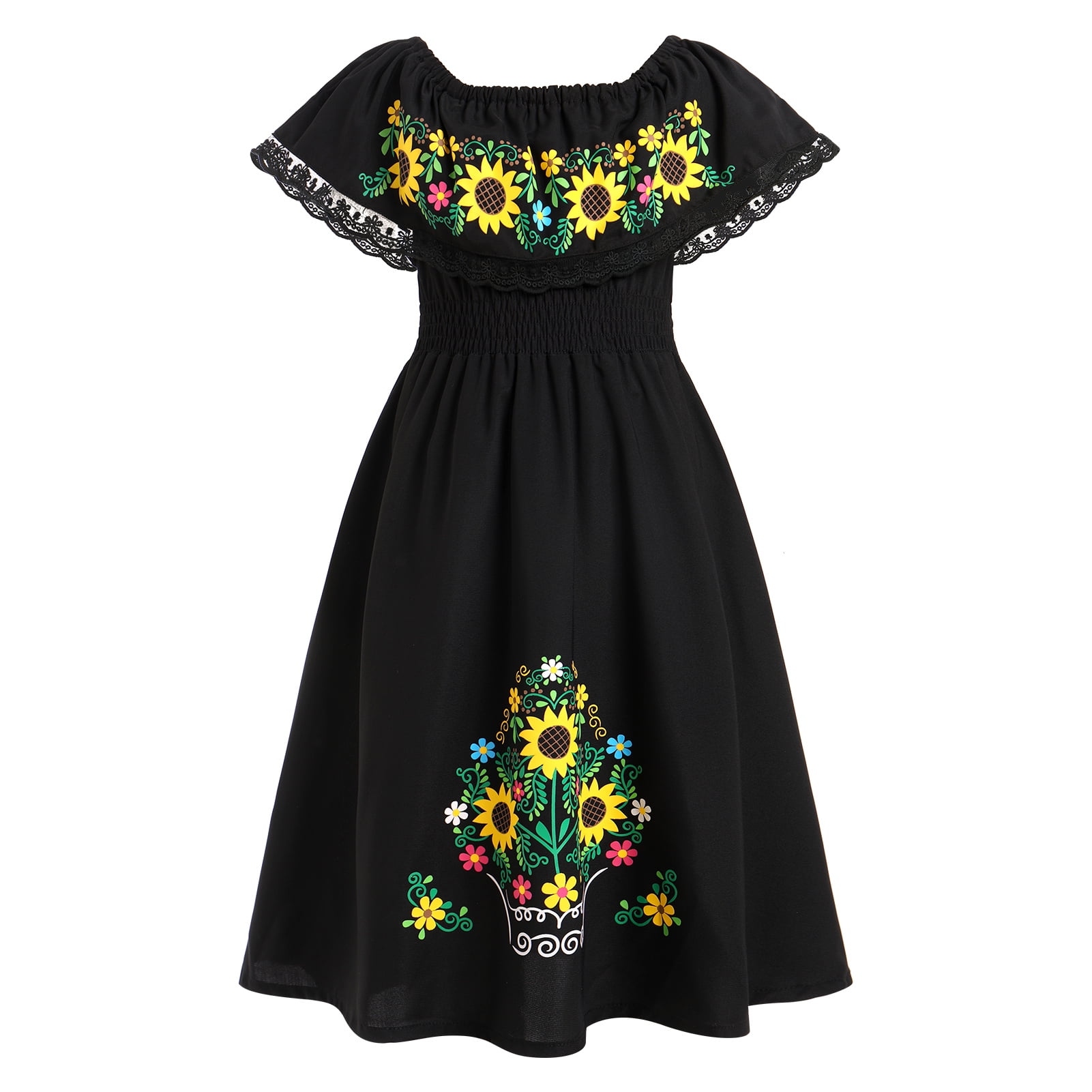 black mexican embroidered dress Vintage Dress with Mexican Embroidered Flowers – Bohemian Vintage Girl