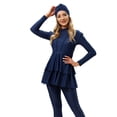 thumbnail image 1 of IBTOM CASTLE Modest Muslim Islamic Long Sleeve Burkini for Women Full Cover Swim Rashguard Hijab Swimsuit Bathing Suit M Navy Blue, 1 of 8