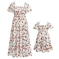thumbnail image 1 of IBTOM CASTLE Mommy and Me Dress Summer Casual Boho Floral A-Line Ruffled Flowy Beach Hawaiian Vacation Maxi Dress 2 Years White Floral, 1 of 8