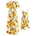 thumbnail image 1 of IBTOM CASTLE Mommy and Me Dress Summer Casual Boho Floral A-Line Ruffled Flowy Beach Hawaiian Vacation Maxi Dress 6-7 Years Yellow Sunflower, 1 of 8