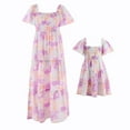 thumbnail image 1 of IBTOM CASTLE Mommy and Me Dress Summer Casual Boho Floral A-Line Ruffled Flowy Beach Hawaiian Vacation Maxi Dress S Purple Tie Dye, 1 of 8