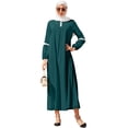 thumbnail image 1 of IBTOM CASTLE Muslim Abaya Dress for Women Casual Sequin Sundress Solid Dubai Kaftan Robe Party Long Sleeve Islamic Prayer Clothing S Green, 1 of 8