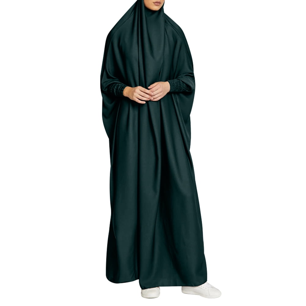 FPOVFPO Women's Muslim Abaya One-Piece V Neck Bronzing Dress Islamic Full Length Kaftan Daily Casual
