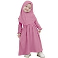 thumbnail image 1 of IBTOM CASTLE Muslim Baby Girls Abaya Dress with Hijab 2PCS Toddler Kids Girl Islamic Ramadan Dresses Casual Robe Prayer Clothes Set 6-12 Months Purple Pink, 1 of 8