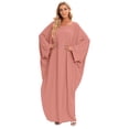 thumbnail image 1 of IBTOM CASTLE Muslim Dresses for Women, Long Sleeve Eid Islamic Prayer Jilbab Khimar Cardi Robe Middle East Maxi Abaya Dress Pink&hijab, 1 of 6