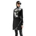 thumbnail image 1 of IBTOM CASTLE Muslim Swimsuits for Women Modest Islamic Arabic Swimwear Burkini Full Cover Hijab Top Pants Swimming Cap Bathing Suits XL Black Floral - Skirt Hem, 1 of 8