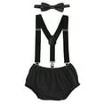 thumbnail image 1 of IBTOM CASTLE Newborn Baby Boy First Birthday Outfit Bloomers Diaper Cover Pants + Suspenders + Bow Tie Casual Clothes Set for Cake Smash, 1 of 7
