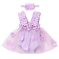 thumbnail image 1 of IBTOM CASTLE Newborn Baby Girl 1st Birthday Outfit Butterfly Lace Tulle Romper Dress with Headband Cake Smash Photo Shoot, 1 of 8
