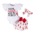 thumbnail image 1 of IBTOM CASTLE Newborn Baby Girls Casual Clothes Ruffles Sleeve Romper + Fruit Floral Bottoms Shorts + Headband 3PCS Summer Birthday Outfits 6-9 Months Lobster, 1 of 8