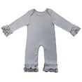thumbnail image 1 of IBTOM CASTLE Newborn Infant Toddler Baby Boys Girls Icing Ruffle Romper Jumpsuit Pants Bodysuit Long Sleeve Pajama Nightwear Birthday Clothes Playwear 6-9 Months Gray, 1 of 7
