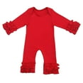 thumbnail image 1 of IBTOM CASTLE Newborn Infant Toddler Baby Boys Girls Icing Ruffle Romper Jumpsuit Pants Bodysuit Long Sleeve Pajama Nightwear Birthday Clothes Playwear 3-6 Months Red, 1 of 6
