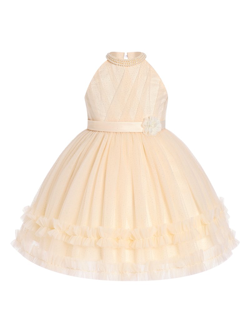 IBTOM CASTLE Pageant Dresses for Toddler Girls Halter Glitters Tulle Dress Princess Formal Birthday Party Wedding Flower Girl Dress Purple