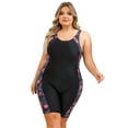 thumbnail image 1 of IBTOM CASTLE Plus Size One Piece Swimsuit for Women Tummy Control Bathing Suit Sun Protection UPF 50+ Rash Guard Surfing Swimwear 3XL Black - Firework, 1 of 8