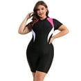 thumbnail image 1 of IBTOM CASTLE Plus Size One Piece Swimsuit for Women Tummy Control Bathing Suit Sun Protection UPF 50+ Rash Guard Surfing Swimwear 4XL Black + Pink, 1 of 8