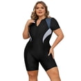 thumbnail image 1 of IBTOM CASTLE Plus Size One Piece Swimsuit for Women Tummy Control Bathing Suit Sun Protection UPF 50+ Rash Guard Surfing Swimwear XL Black + Gray, 1 of 8