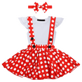 thumbnail image 1 of IBTOM CASTLE Polka Dots Tutu Outfit for Baby Girl Princess 1st Birthday Party Dress up with Overall Suspender Skirt and Headband 6-12 Months White+Red, 1 of 8