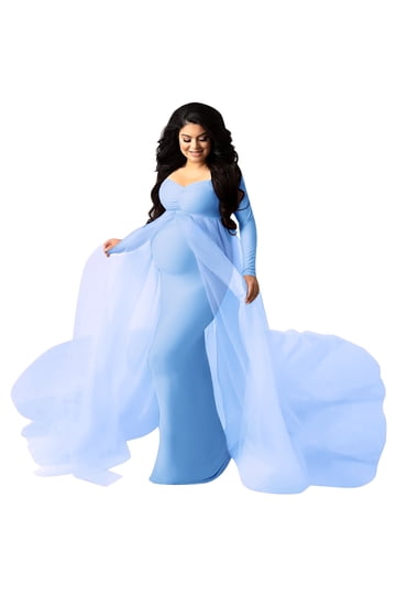 blue dress for baby girl Shop Blue Maternity Dress, Formal Dress, Maternity Photoshoot Dress, Baby Shower Dress, Boudoir Gown for Photoshoot, Tulle Maxi Dress,Long Sleeve - main image 0