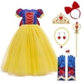 thumbnail image 1 of IBTOM CASTLE Princess Costume for Girls Kids Halloween Cosplay Birthday Party Dress up with Accessories, 9 Pieces 5-6 Years Yellow Sequin, 1 of 8