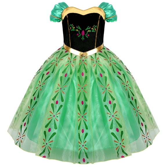 IBTOM CASTLE Princess Costumes Birthday Party Halloween Cosplay Dresses Up Clothes for Little Girls Child 4-5 Years Green