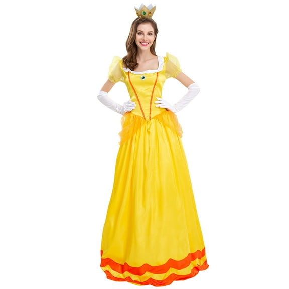 IBTOM CASTLE Princess Dress with Crown and Gloves for Women Pageant Long Dresses Tulle Gown Halloween Cosplay Carnival Dress up Birthday Party Outfit