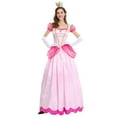 thumbnail image 1 of IBTOM CASTLE Princess Peach Dresses Adult with Crown and Gloves Women Pageant Long Dresses Pink Tulle Gown Carnival Dress Up for Photo Shoot Birthday Party Outfit M Pink, 1 of 8